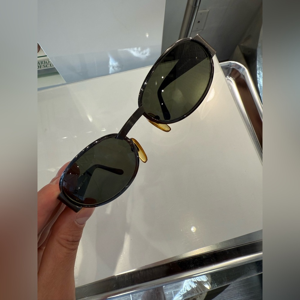 Vintage Gianni Versace Oval Dark Silver and Black Sunglasses